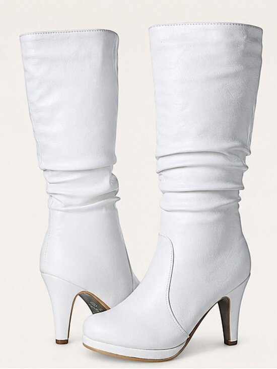 TOP Moda Shoes - Top Moda White Slouch Mid-Calf Faux Leather Boots